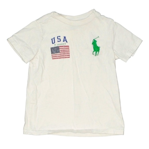 Polo Ralph Lauren USA patch short sleeve crewneck white T-shirt toddler - Picture 1 of 9